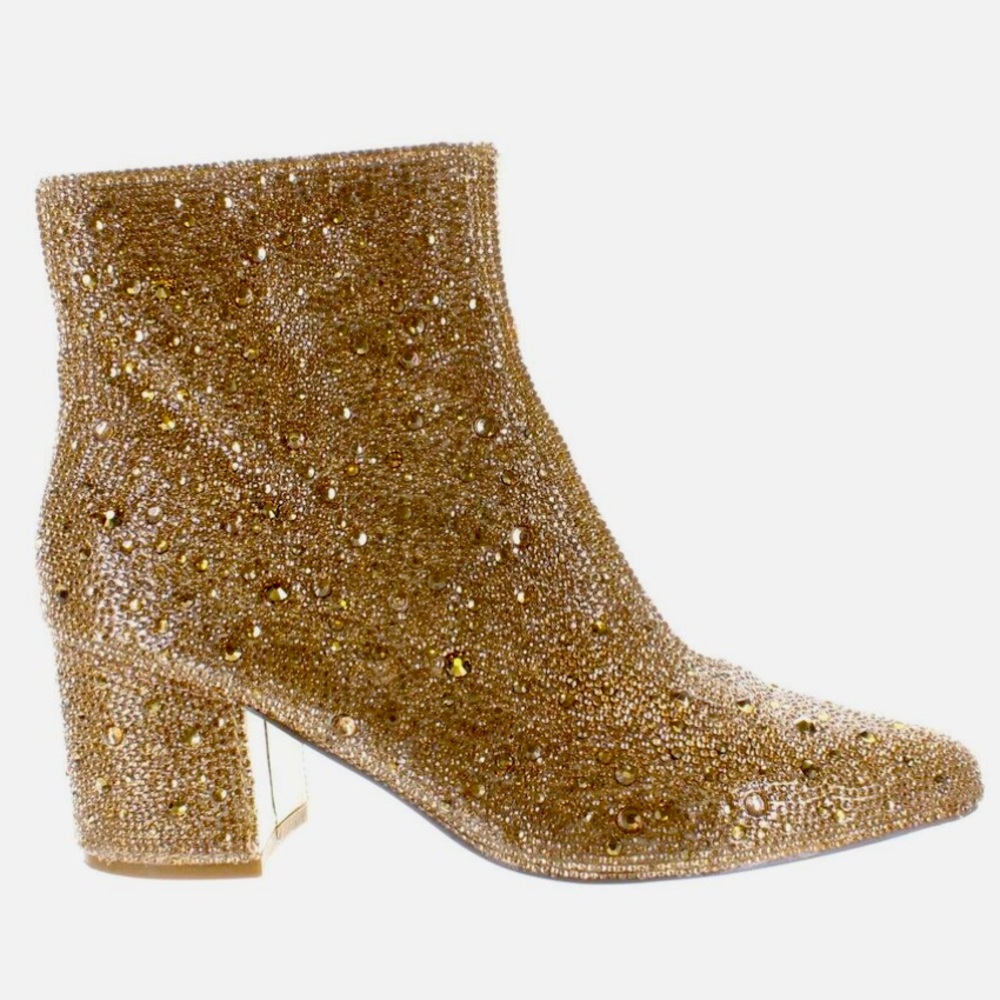 Betsey Johnson Size 9 Gold Rhinestone Booties
